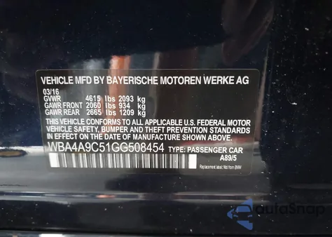 2016 BMW 428I Gran Coupe z USA, uszkodzony, nr VIN WBA4A9C51GG508454